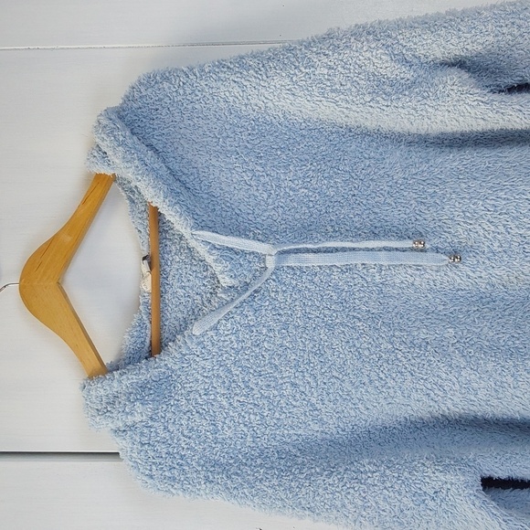 Warm & Cozy Light Blue Popcorn Soft Hoodie Fuzzy Neutral Sz.3X - Picture 2 of 8